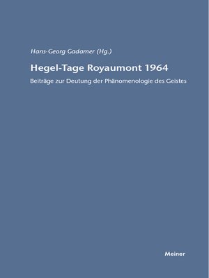 cover image of Hegel-Tage Royaumont 1964